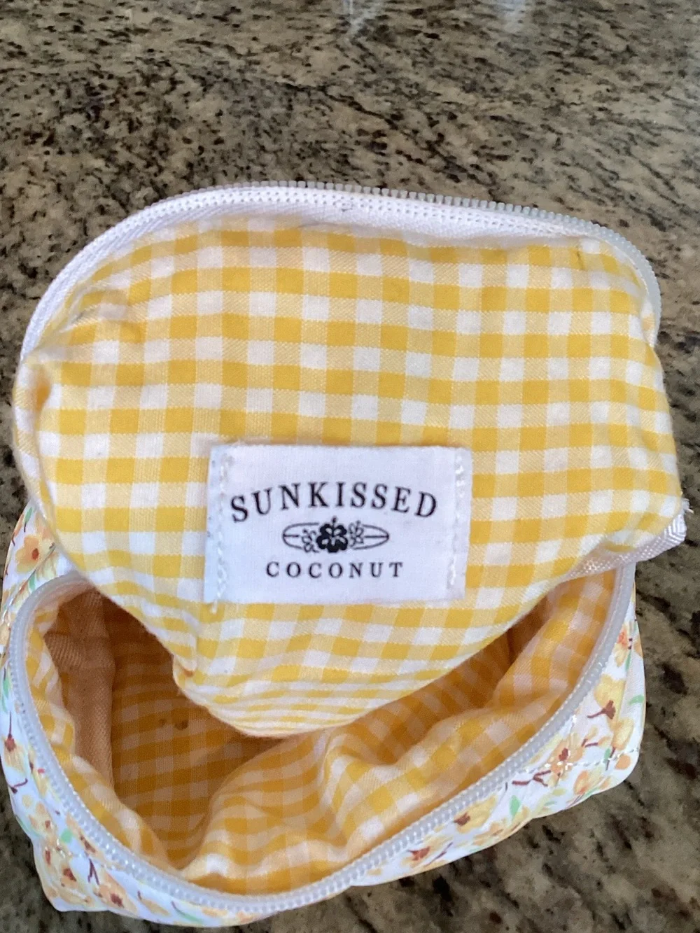 Sunkissed Coconut Yellow Floral Quilted Cosmetic Pouch